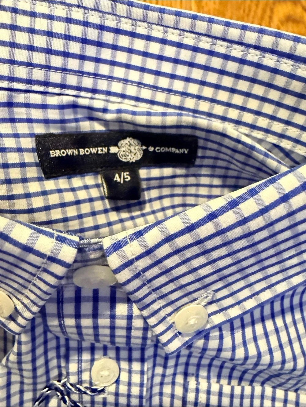 * Brown‎ Bowen & Co Boys Blue Gingham Button Down Shirt Size 4/5 NWT Preppy